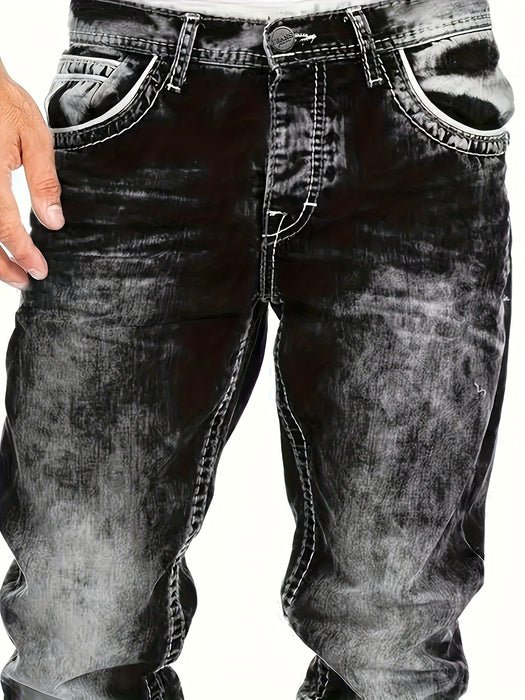 Men's Slim Fit Distressed Jeans, Fashion Street Style Denim Pants For Men, Versatile For All Seasons