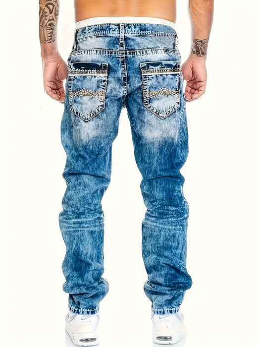 Men's Slim Fit Distressed Jeans, Fashion Street Style Denim Pants For Men, Versatile For All Seasons